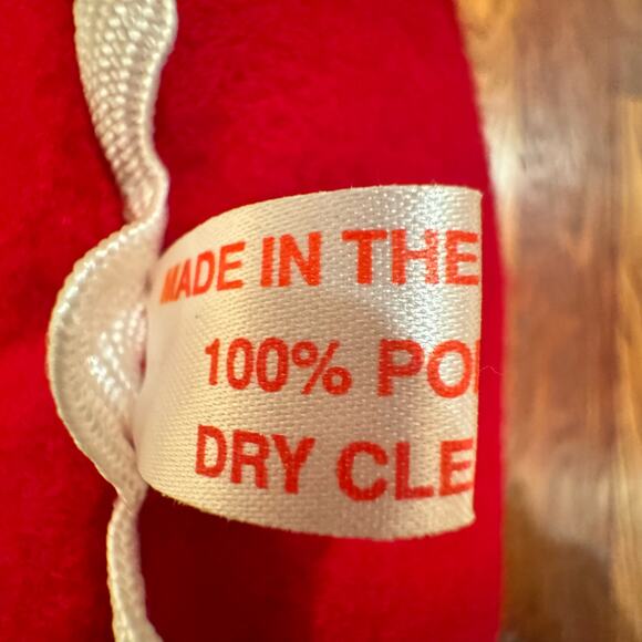 VTG Christmas Pillow Red Appliqué Ric Rac Ribbon Beads Santa Tree Retro Holiday - Picture 10 of 14